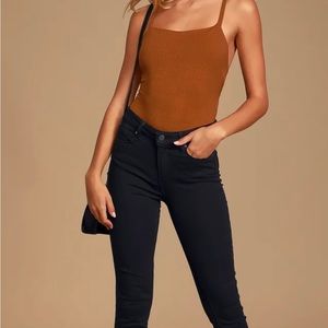 Heights Rust Orange Ribbed Strappy Backless Bodysuit